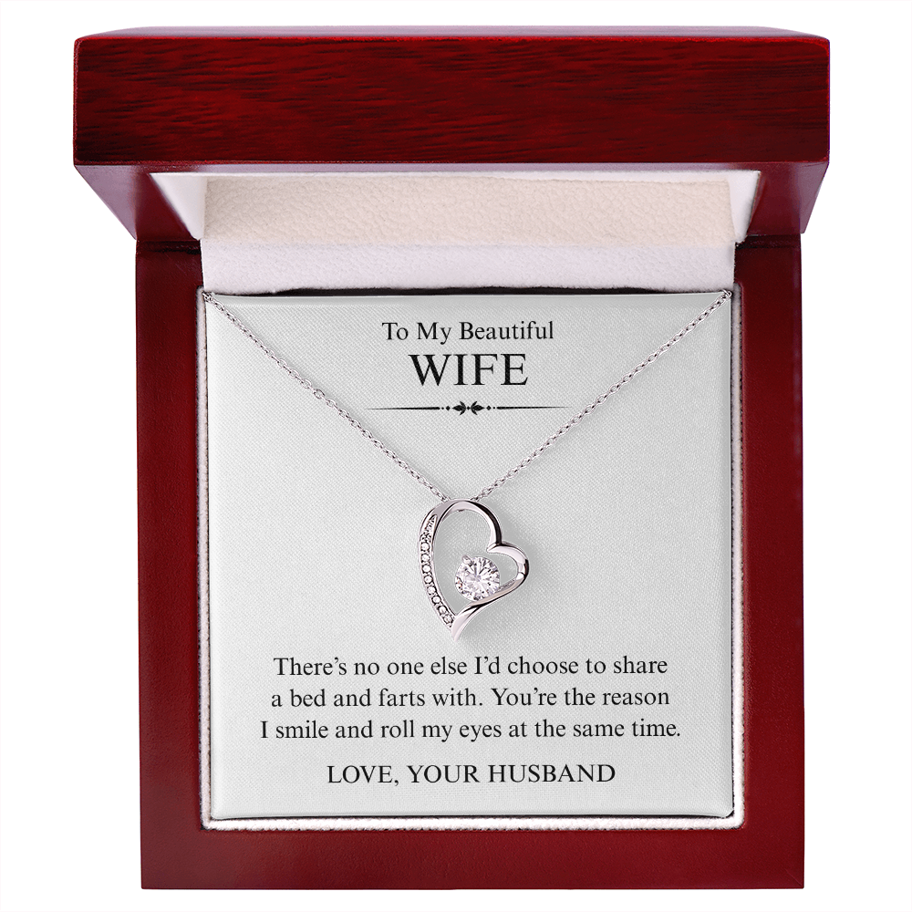 To My Beautiful Wife - You're The Reason I Smile - Forever Heart Necklace