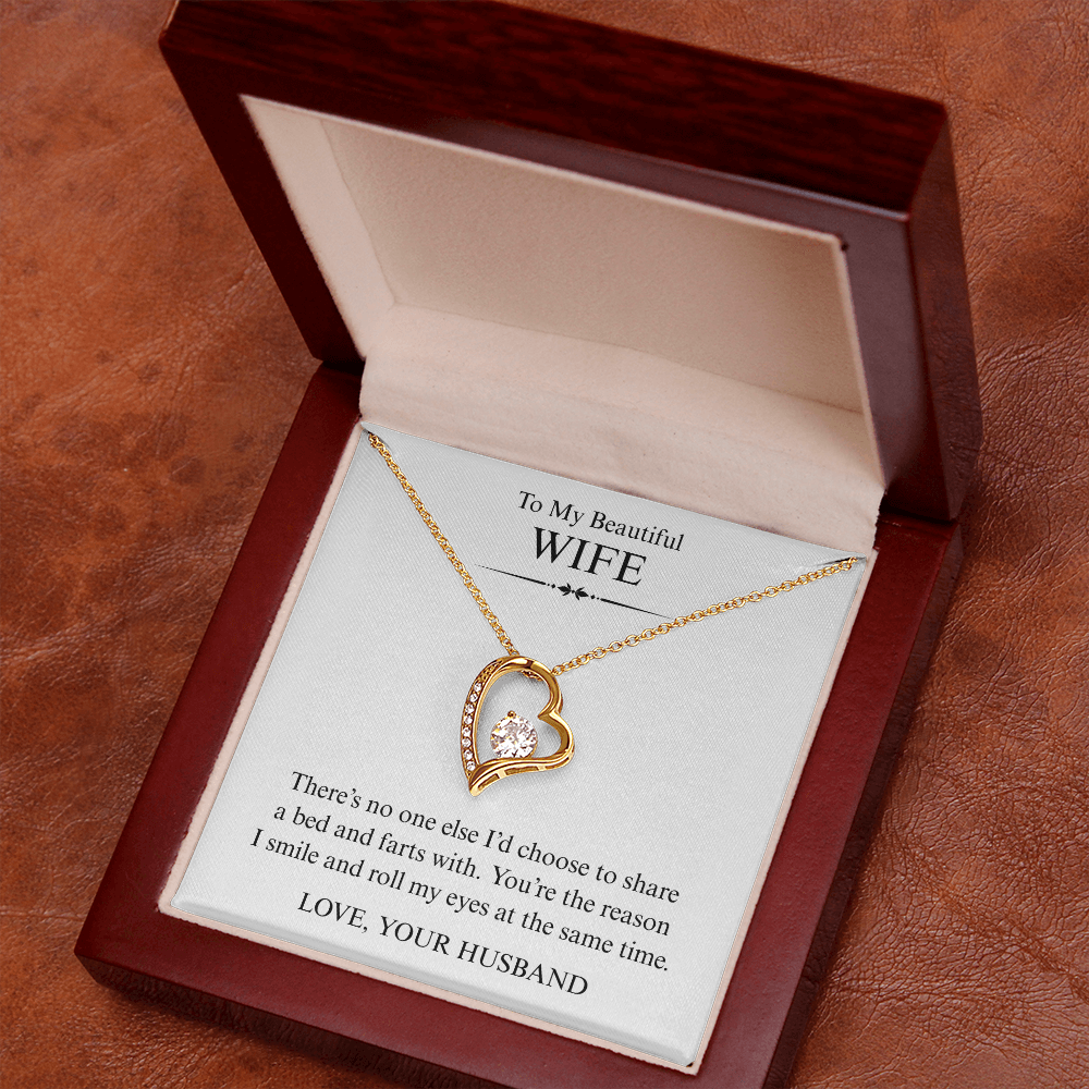 To My Beautiful Wife - You're The Reason I Smile - Forever Heart Necklace