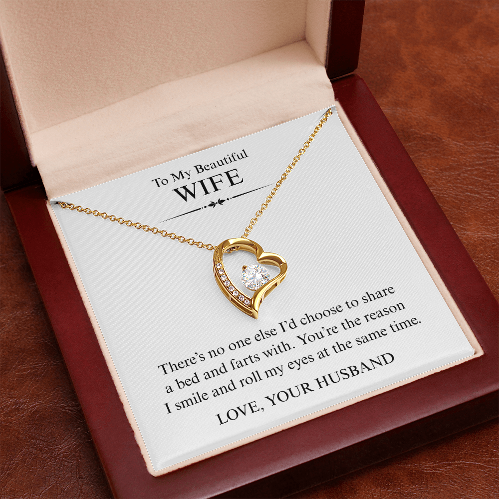 To My Beautiful Wife - You're The Reason I Smile - Forever Heart Necklace