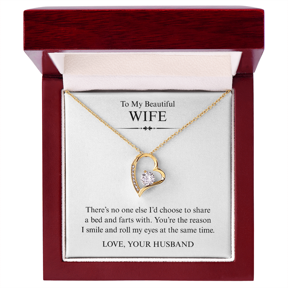 To My Beautiful Wife - You're The Reason I Smile - Forever Heart Necklace