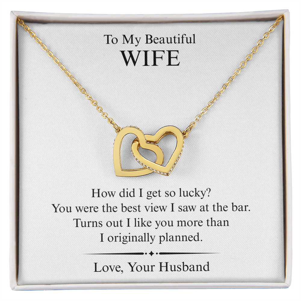 To My Beautiful Wife - I Like You More - Interlocking Heart Necklace
