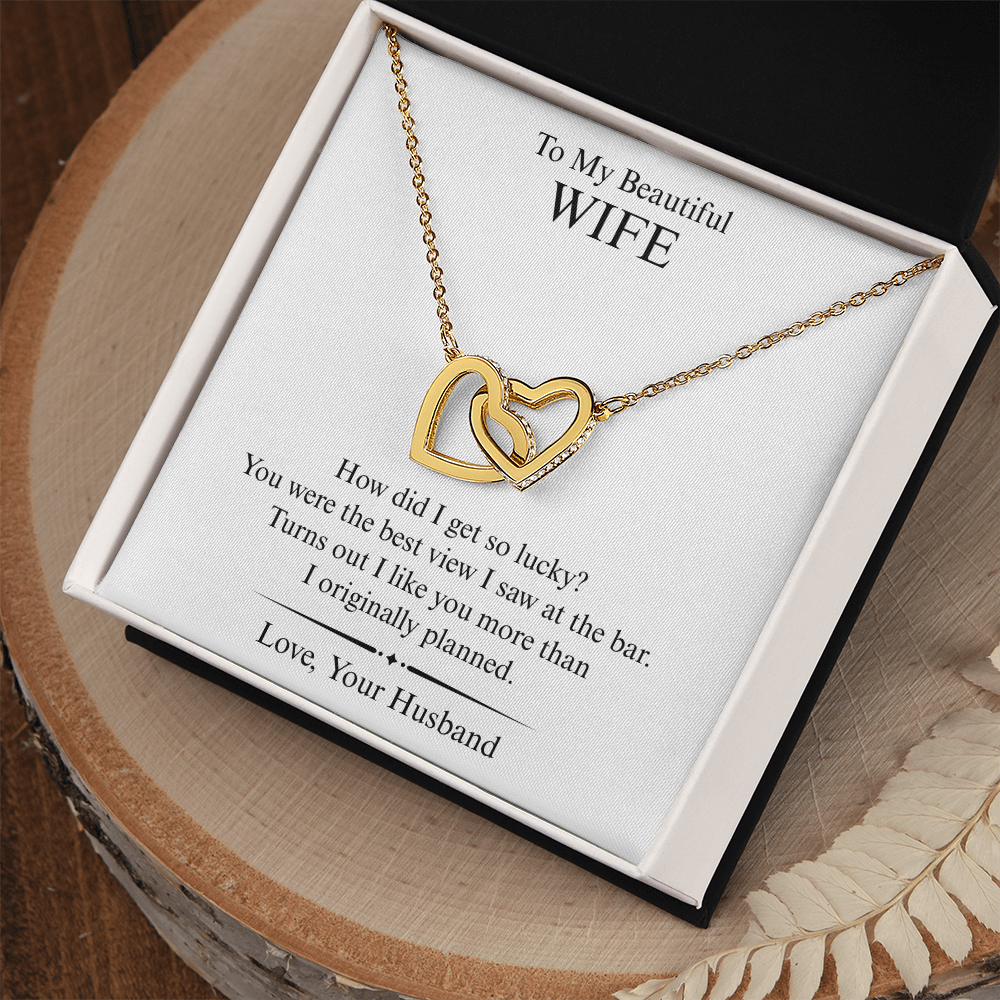 To My Beautiful Wife - I Like You More - Interlocking Heart Necklace