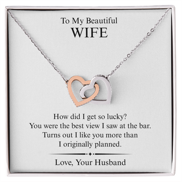 To My Beautiful Wife - I Like You More - Interlocking Heart Necklace