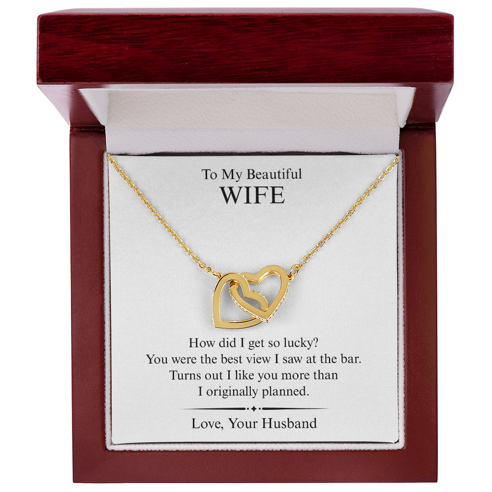 To My Beautiful Wife - I Like You More - Interlocking Heart Necklace