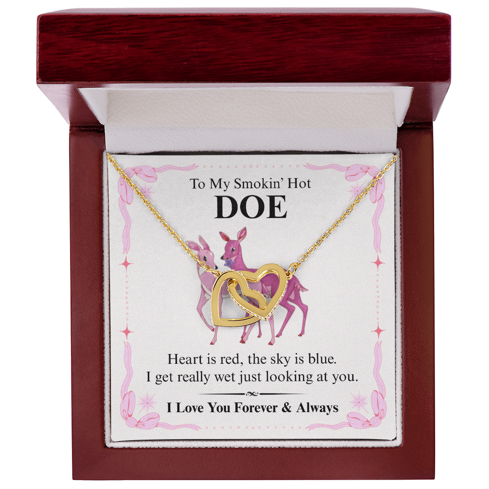 To My Smokin' Hot Doe - I get Really Wet - Interlocking Heart Necklace