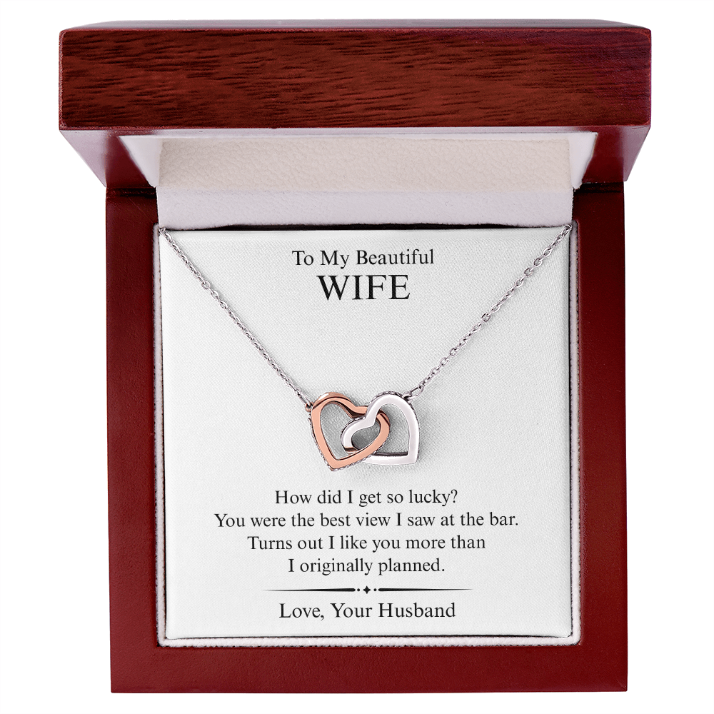 To My Beautiful Wife - I Like You More - Interlocking Heart Necklace