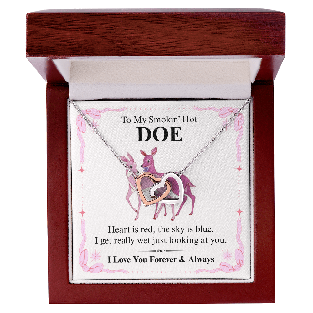 To My Smokin' Hot Doe - I get Really Wet - Interlocking Heart Necklace