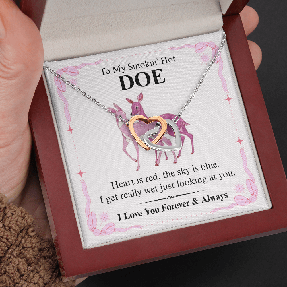 To My Smokin' Hot Doe - I get Really Wet - Interlocking Heart Necklace