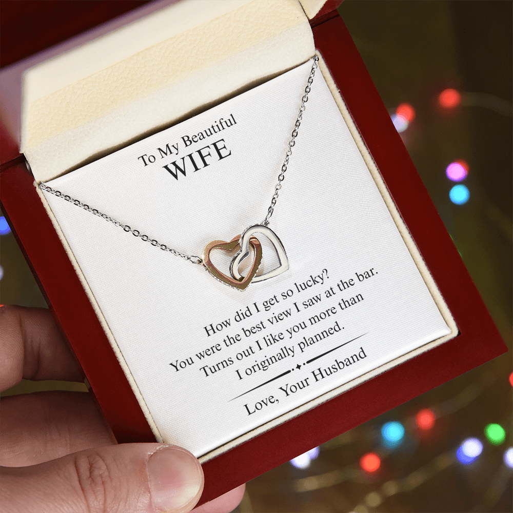 To My Beautiful Wife - I Like You More - Interlocking Heart Necklace