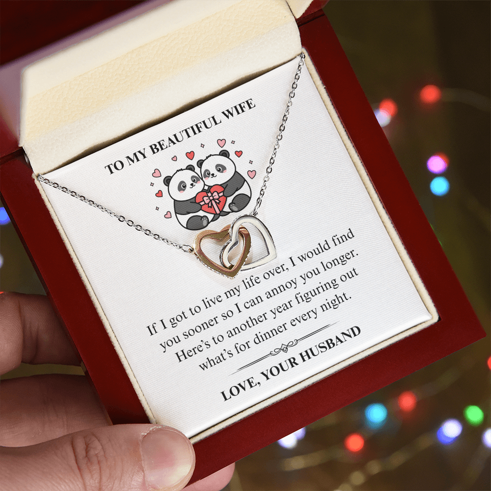 To My Beautiful Wife -  I Would Find You Sooner - Interlocking Heart Necklace