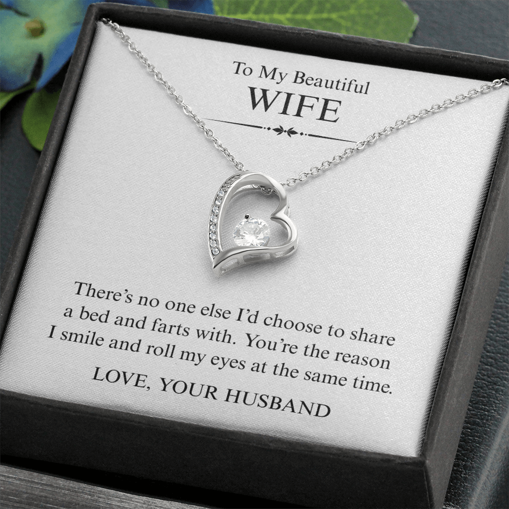 To My Beautiful Wife - You're The Reason I Smile - Forever Heart Necklace