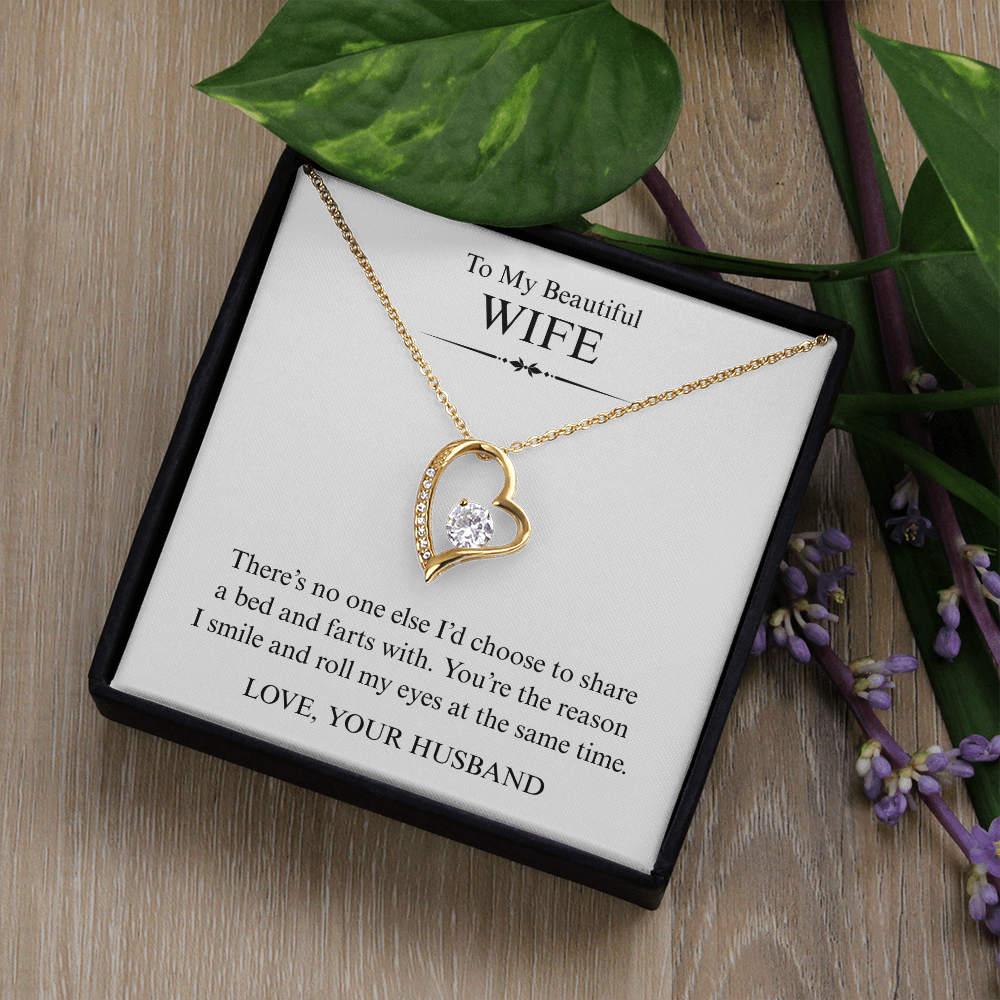 To My Beautiful Wife - You're The Reason I Smile - Forever Heart Necklace