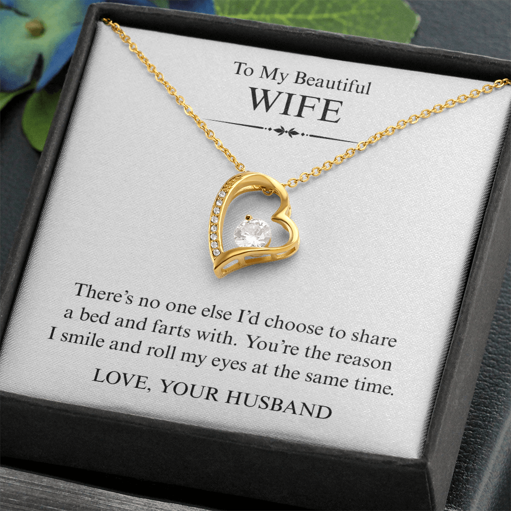 To My Beautiful Wife - You're The Reason I Smile - Forever Heart Necklace
